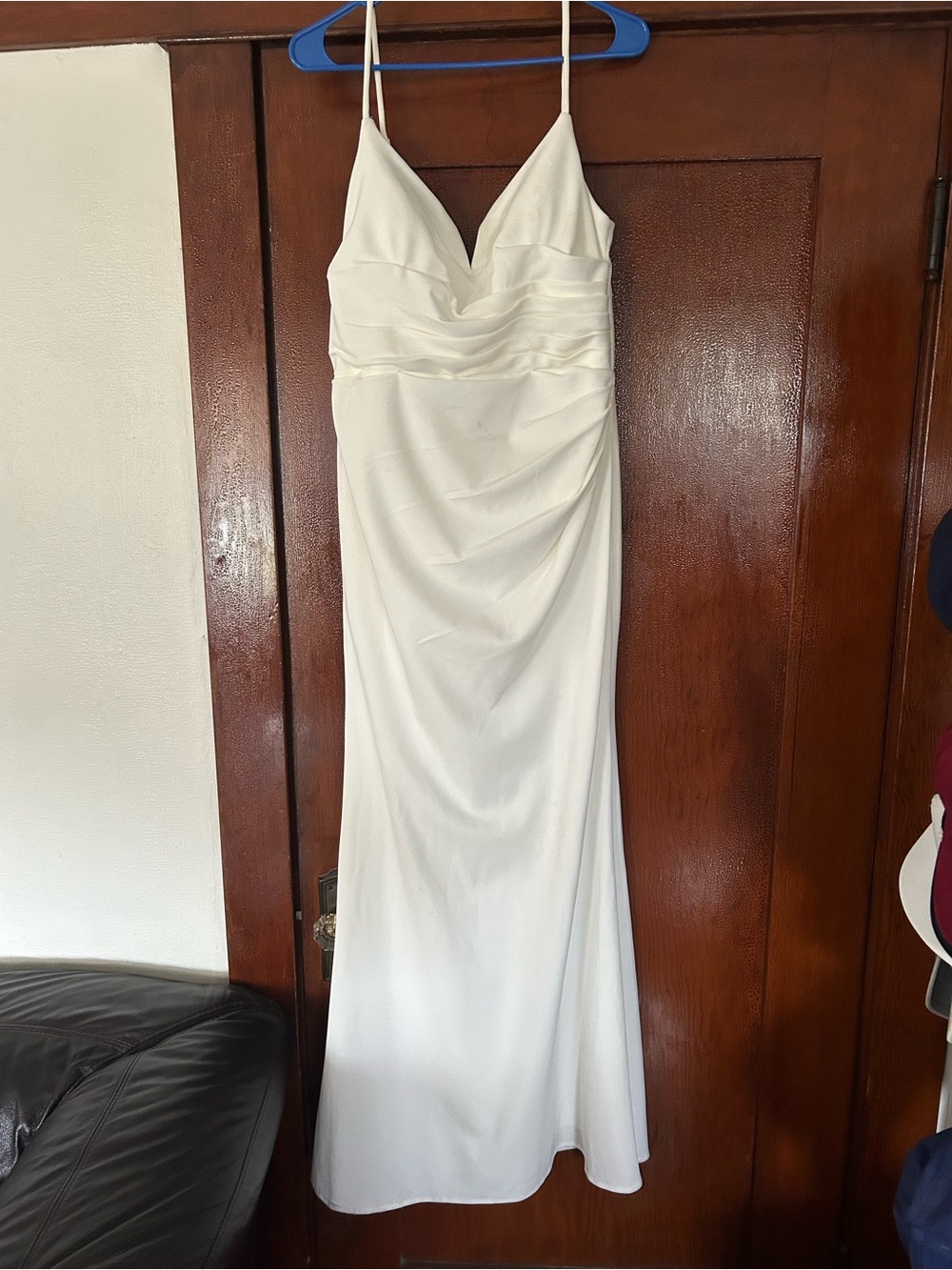 David's Bridal Ivory Spaghetti-Strap V-Neck Maxi Dress
